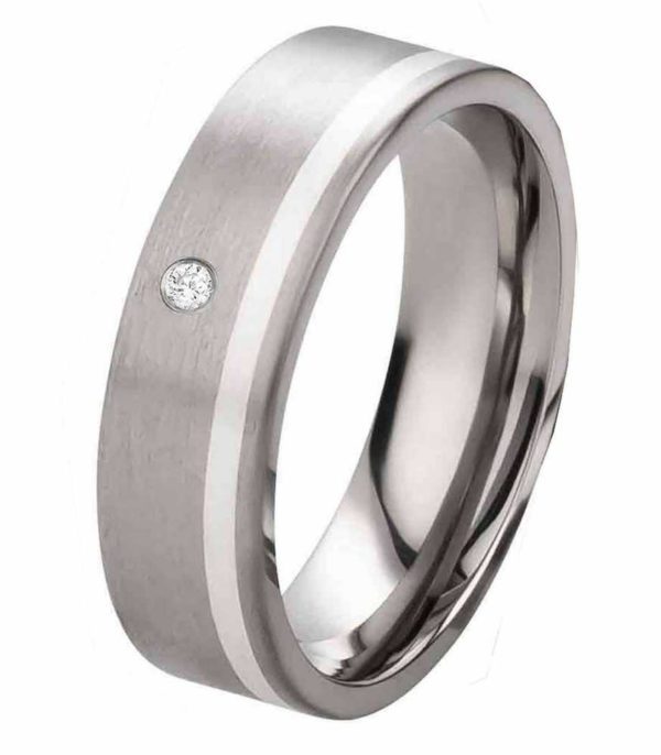 Damenring Titanring DT051 mit Silber und Stein