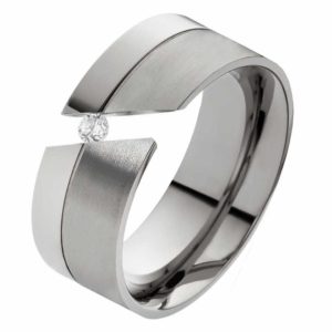 Damenring Titanring DT054 mit Zirkonia gratis Gravur