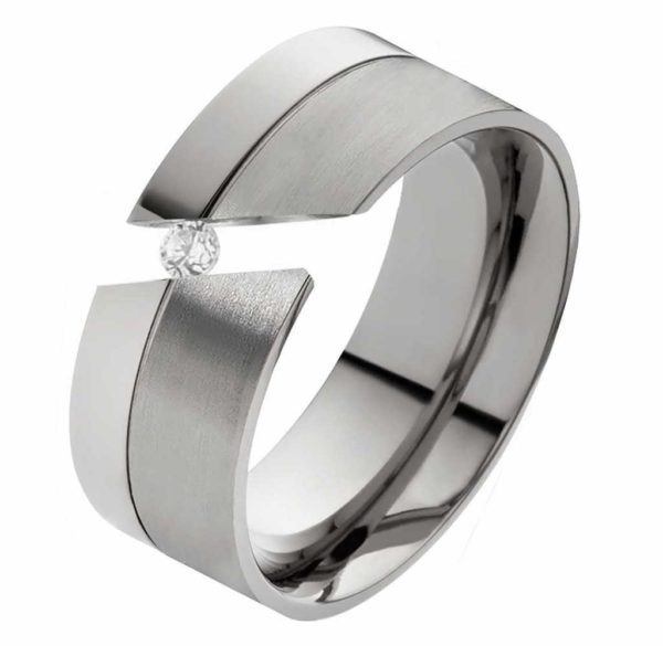 Damenring Titanring DT054 mit Zirkonia gratis Gravur