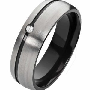Damenring Titanring DT056 mit Zirkonia und gratis Gravur