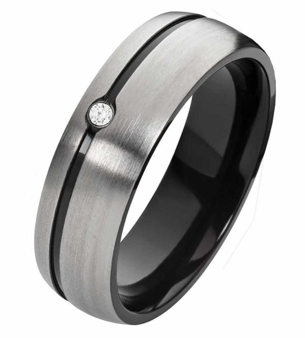Damenring Titanring DT056 mit Zirkonia und gratis Gravur