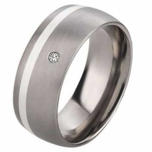 Damenring Titanring DT058 mit Silber und gratis Gravur