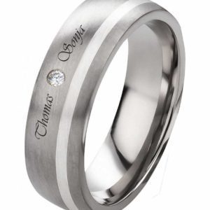 Damenring Titanring DT064 mit Silber und aussengravur