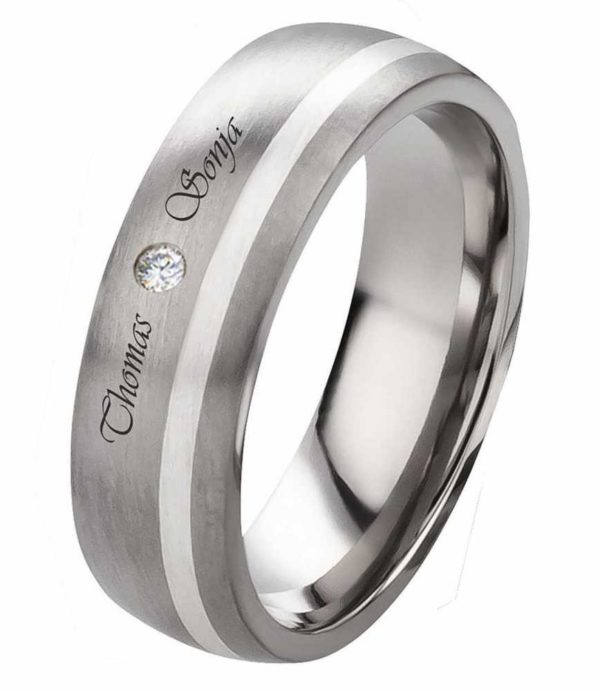 Damenring Titanring DT064 mit Silber und aussengravur