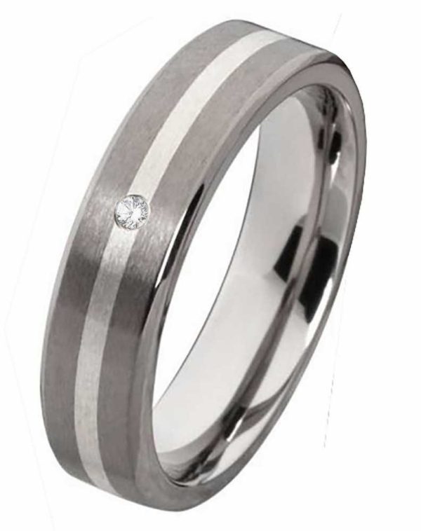Damenring Titanring DT065 mit Silber und gratis Gravur