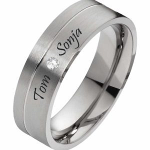 Damenring Titanring DT073 mit Zirkonia und gratis Gravur