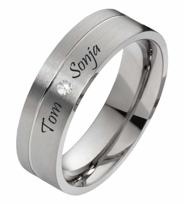 Damenring Titanring DT073 mit Zirkonia und gratis Gravur