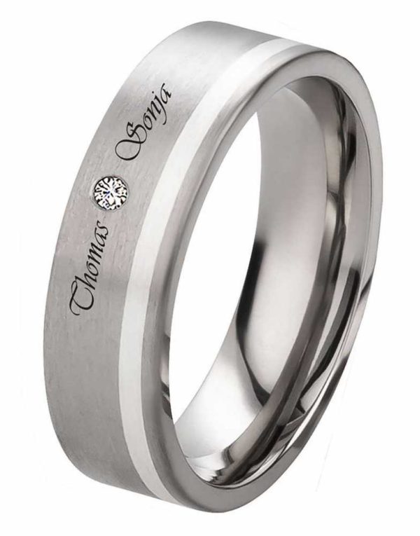 Damenring Titanring DT079 Silber gratis Gravur