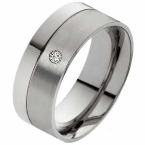 Damenring Titanring DT082 mit Zirkonia und gratis Gravur