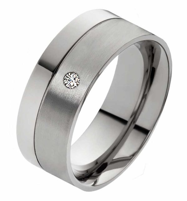 Damenring Titanring DT082 mit Zirkonia und gratis Gravur