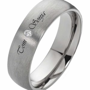 Damenring Titanring DT085 mit Zirkonia und aussengravur