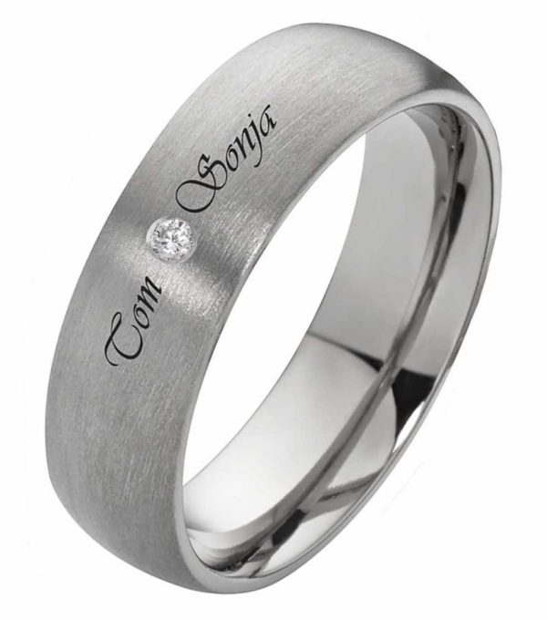 Damenring Titanring DT085 mit Zirkonia und aussengravur