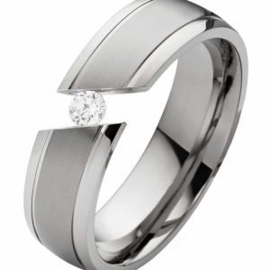 Damenring Titanring DT090 mit Zirkonia und gratis Gravur