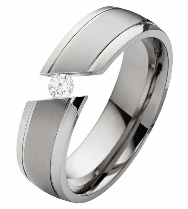 Damenring Titanring DT090 mit Zirkonia und gratis Gravur