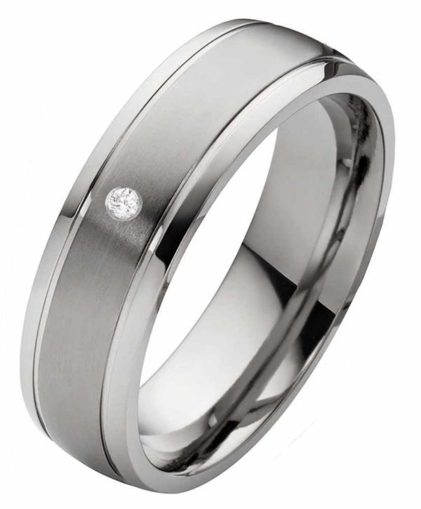 Damenring Titanring DT102 mit Stein und gratis Gravur