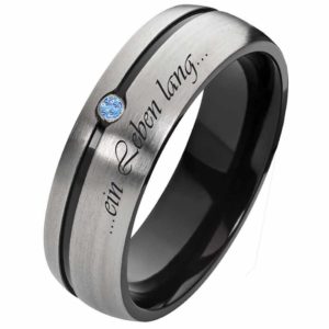 Damenring Titanring DT133 schwarz / Zirkonia blau