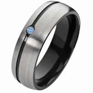 Damenring Titanring DT136 schwarz - Zirkonia blau