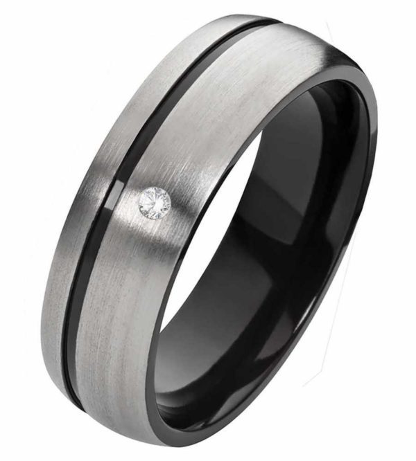 Damenring Titanring DT155 mit Zirkonia und gratis Gravur