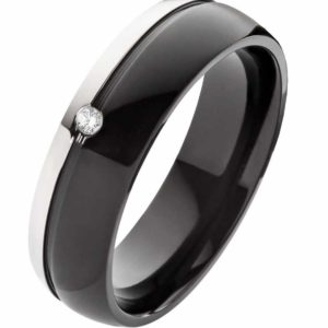 Damenring Titanring DT166 schwarz mit Stein