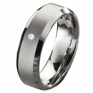 Damenring Wolframring DW100 mit Zirkonia