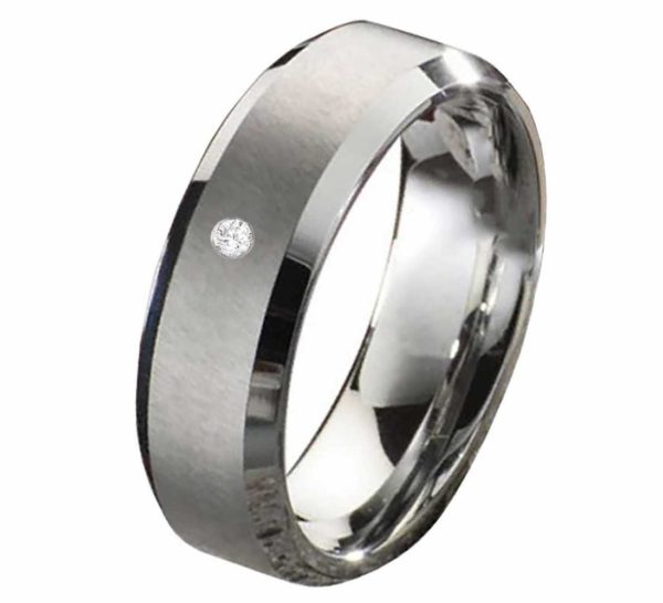 Damenring Wolframring DW100 mit Zirkonia