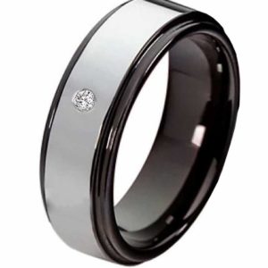 Damenring Wolframring DW103 mit Zirkonia