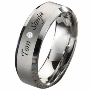 Damenring Wolframring DW107 mit Zirkonia