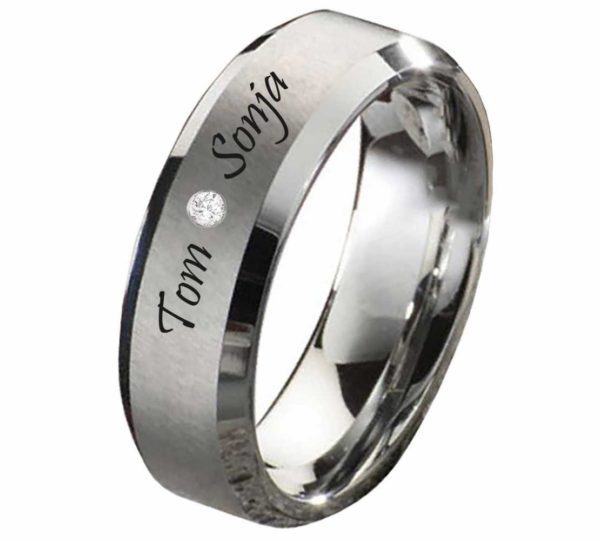 Damenring Wolframring DW107 mit Zirkonia