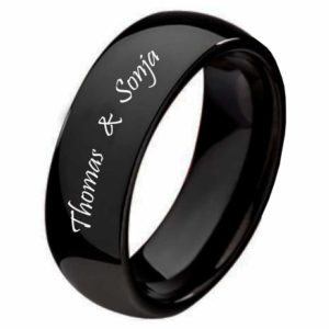 Damenring Wolframring DW108 schwarz Aussengravur