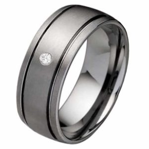 Damenring Wolframring DW112 mit Zirkonia