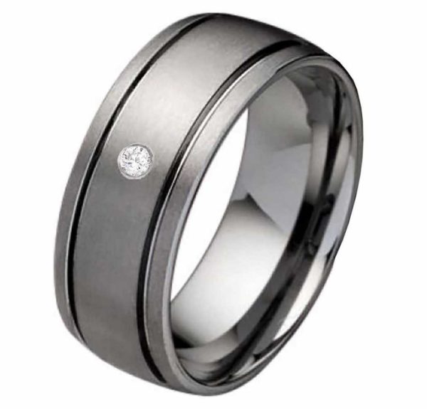Damenring Wolframring DW112 mit Zirkonia
