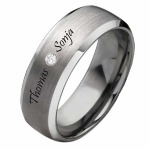 Damenring Wolframring DW114 mit Zirkonia