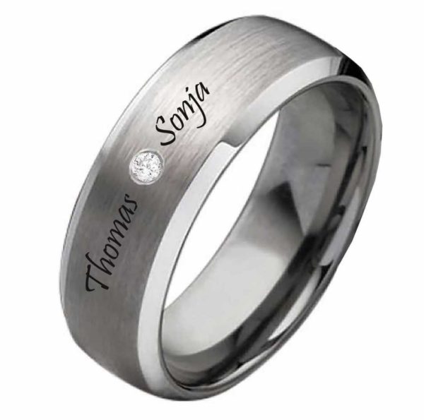 Damenring Wolframring DW114 mit Zirkonia