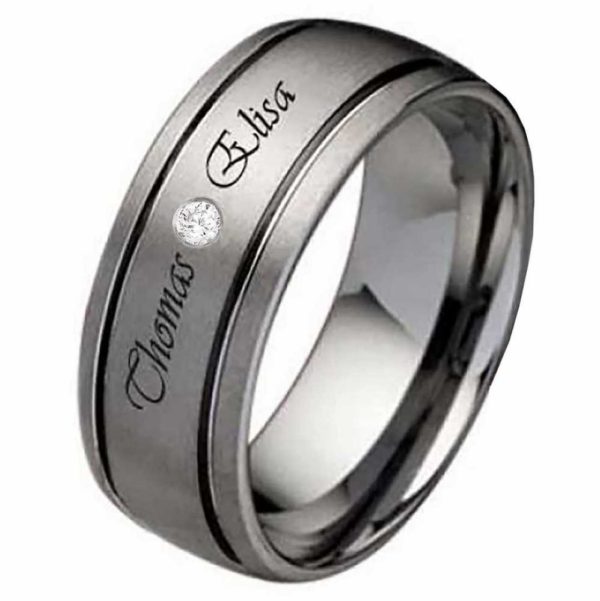 Damenring Wolframring DW116 mit Zirkonia