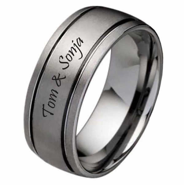 Damenring Wolframring DW117 mit aussengravur