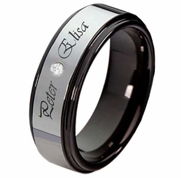 Damenring Wolframring DW120 mit Zirkonia