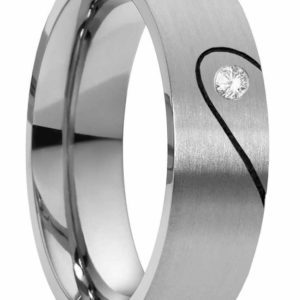 Damenring Edelstahl DE041 mit Zirkonia oder Diamant und Herz