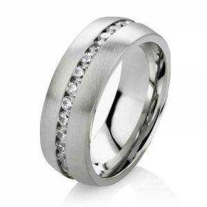 Damenring Edelstahl DE133 mit Zirkonias