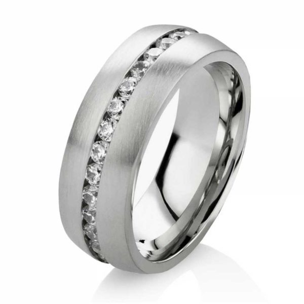 Damenring Edelstahl DE133 mit Zirkonias