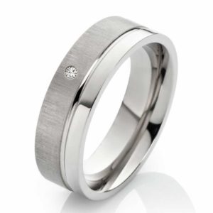 Damen Ring Titanring DT007 mit Stein Gravur