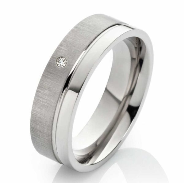 Damen Ring Titanring DT007 mit Stein Gravur