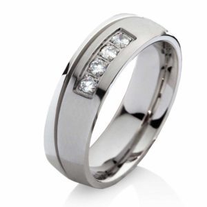 Damenring Edelstahl DE142 mit Zirkonias