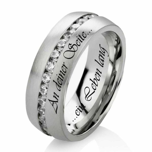 Damenring Edelstahl DE158 mit Zirkonias