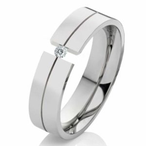 Damenring Edelstahl DE140 mit Zirkonia