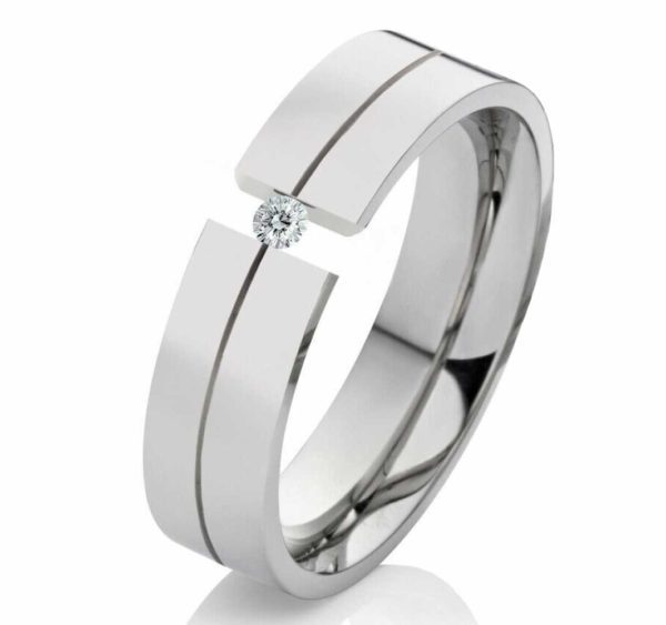 Damenring Edelstahl DE140 mit Zirkonia