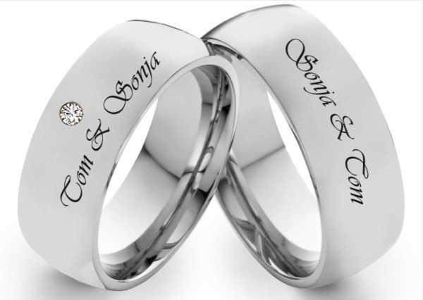 Edelstahlringe E293 mit Zirkonia oder Diamant und Aussengravur