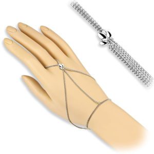 Handkette Blumen Charm Silber Messing Damen