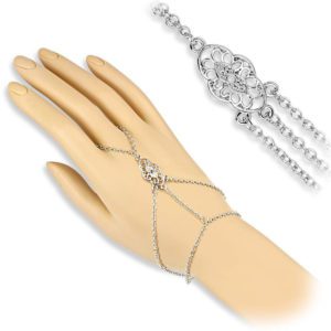 Handkette Vintage Ornament Silber Messing Damen