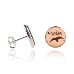 Holzohrstecker Edelstahl Moin mit Moewe in Buchenholz