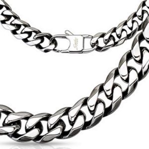 Koenigskette massiv 10mm breit Silber aus Edelstahl Herren